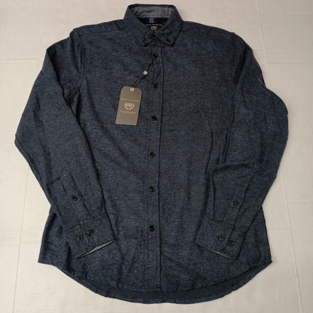 Report Collection Flannel Shirt Mens‎ S Navy Blue Mix Heather